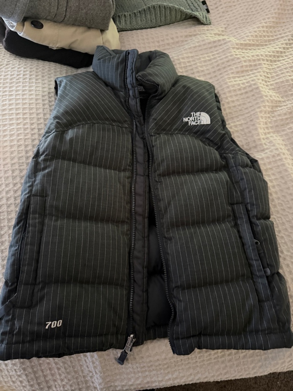 The North Face Black Pinstripe Quilted Down Vest